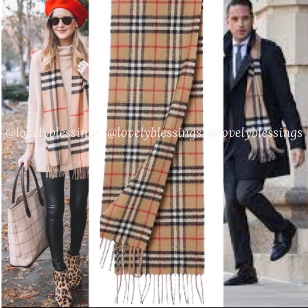 Burberry Fringe Scarf Classic Plaid Vintage Unisex Womens Mens Burberry Scarf - Picture 16 of 16